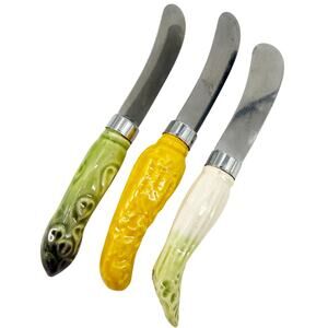 set of 3 vegetable Cheese & Butter Spreaders knives celery asparagus squash